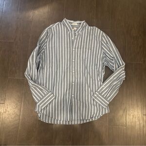 Men’s J. Crew Blue Classic Stripe Button Down Shirt size L 100% cotton